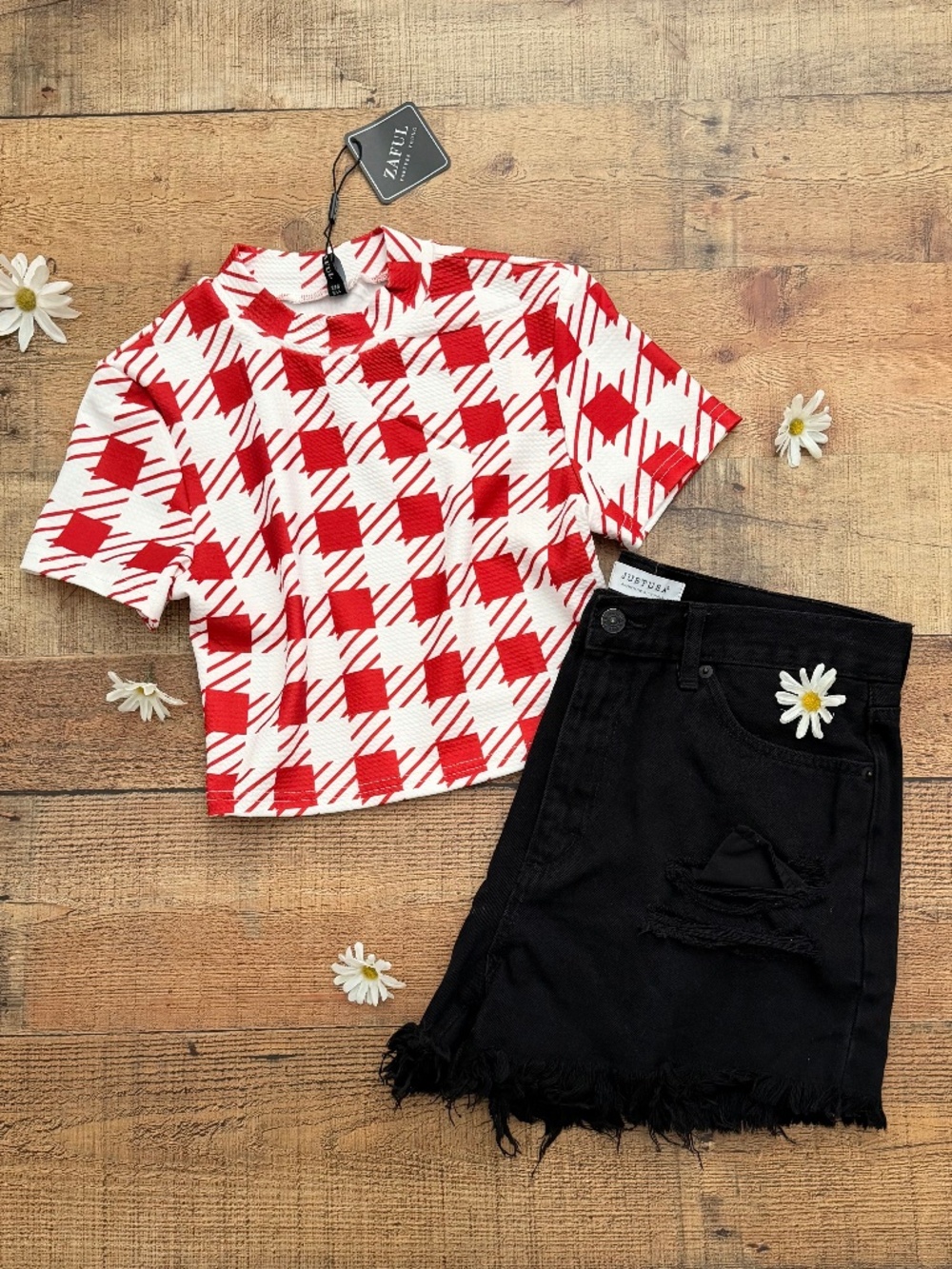 RED/WHITE Checkered Crop Top ⭐️NWT by ZAFUL